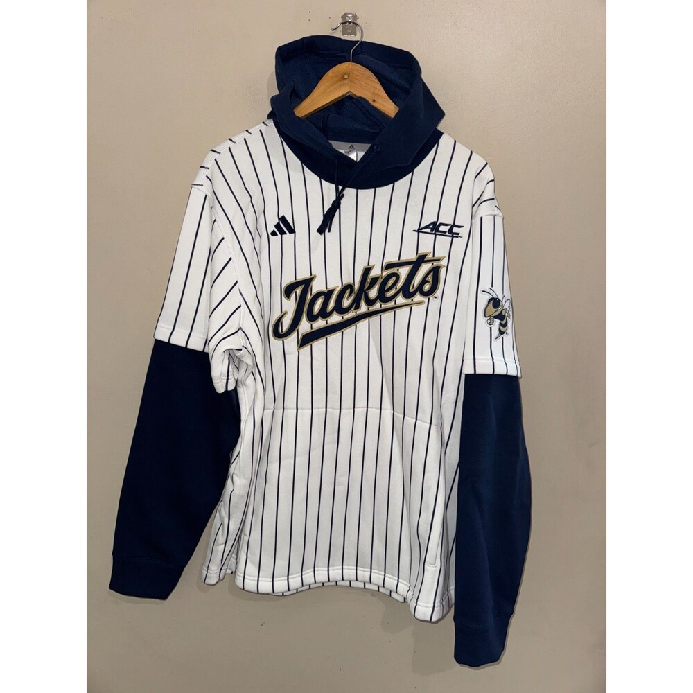 Mens L Adidas Georgia Tech Yellow Jackets Baseball Team Issue Hoodie JM6323 NCAA